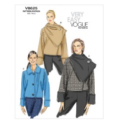 8625 EZ VOGUE LOOSE LINED COLLAR BUTTON / SNAP JACKET 16-22 UNCUT 